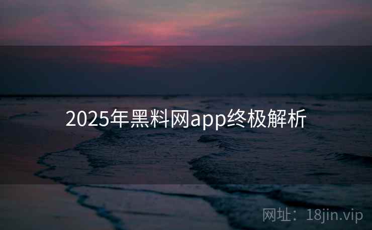 2025年黑料网app终极解析