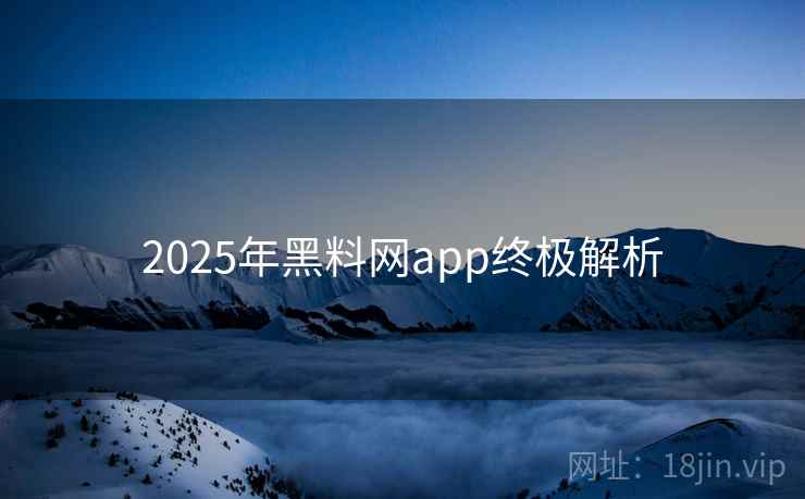 2025年黑料网app终极解析
